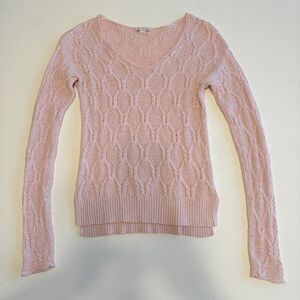 GAP Women's Pink Cable Knit V-Neck Sweater